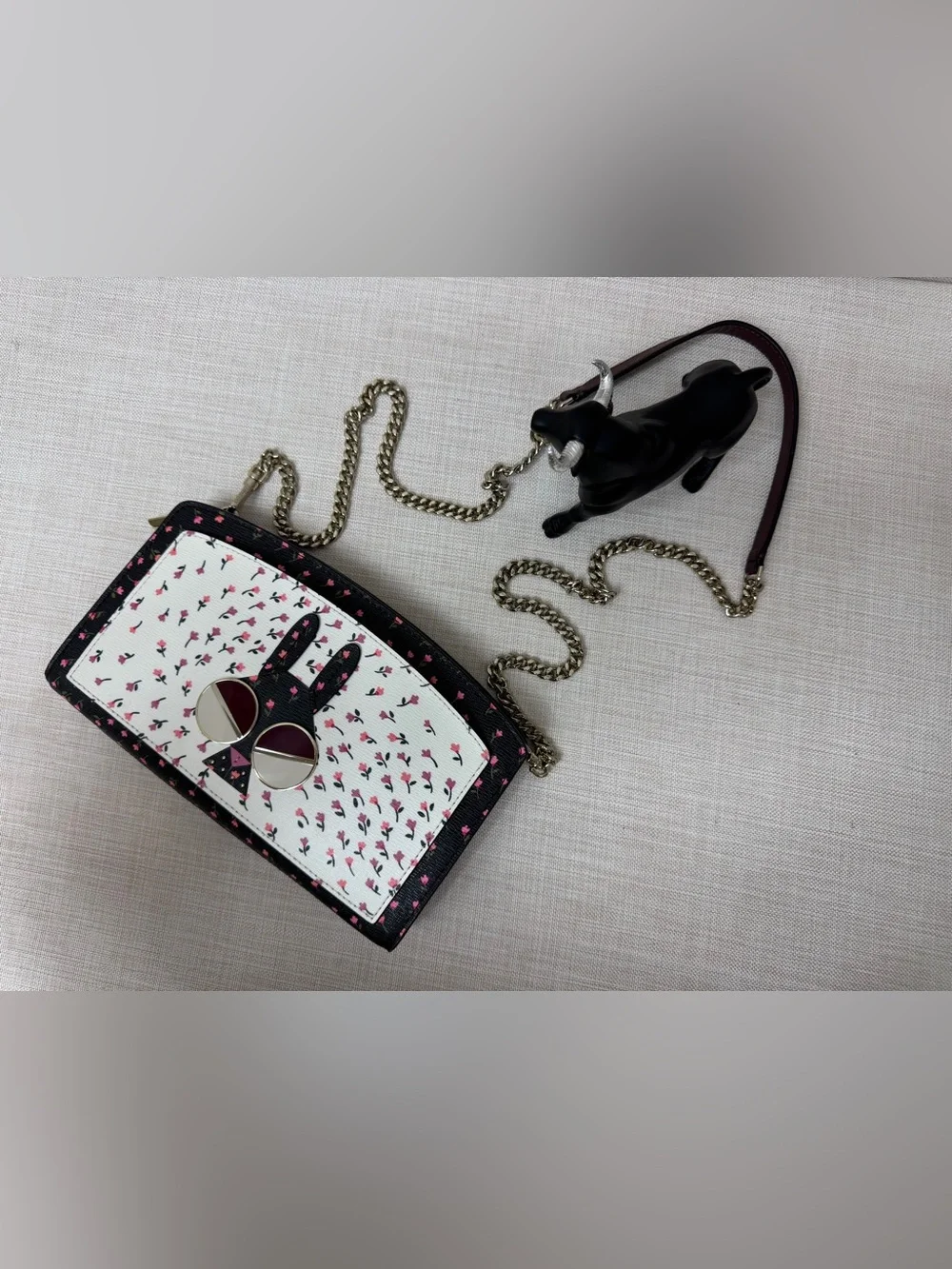 kate spade Black and White Floral Crossbody with Pink Accents